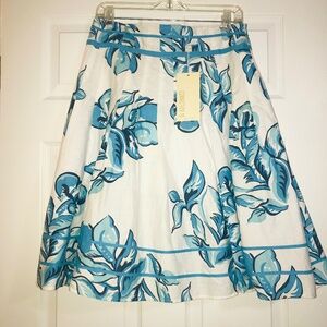 Connection 18 Blue & White Floral/Flower/A-Line Skirt/Flowy/100% Cotton/Large